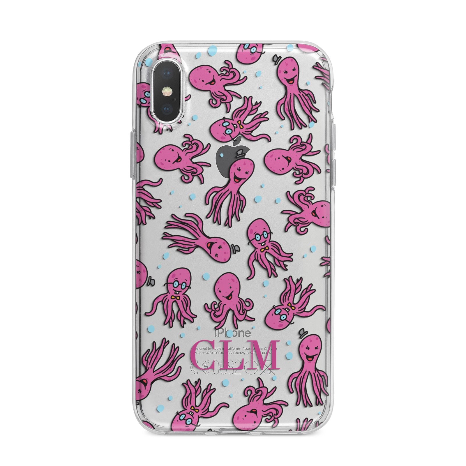Personalised Octopus Initials iPhone X Bumper Case on Silver iPhone Alternative Image 1