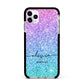Personalised Ombre Glitter with Names Apple iPhone 11 Pro Max in Silver with Black Impact Case