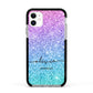 Personalised Ombre Glitter with Names Apple iPhone 11 in White with Black Impact Case