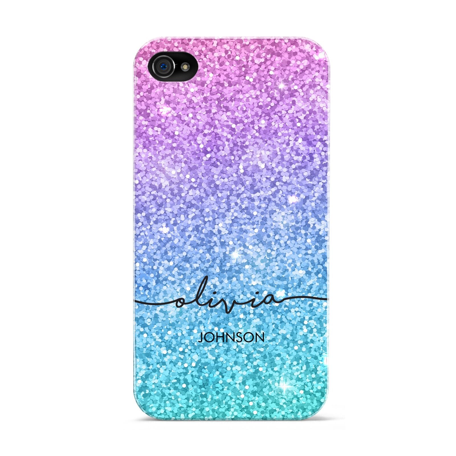 Personalised Ombre Glitter with Names Apple iPhone 4s Case
