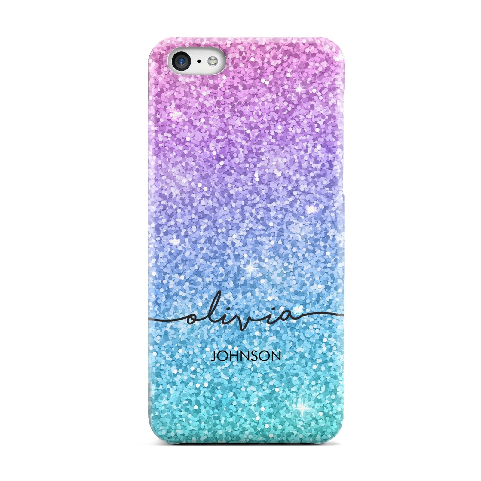 Personalised Ombre Glitter with Names Apple iPhone 5c Case