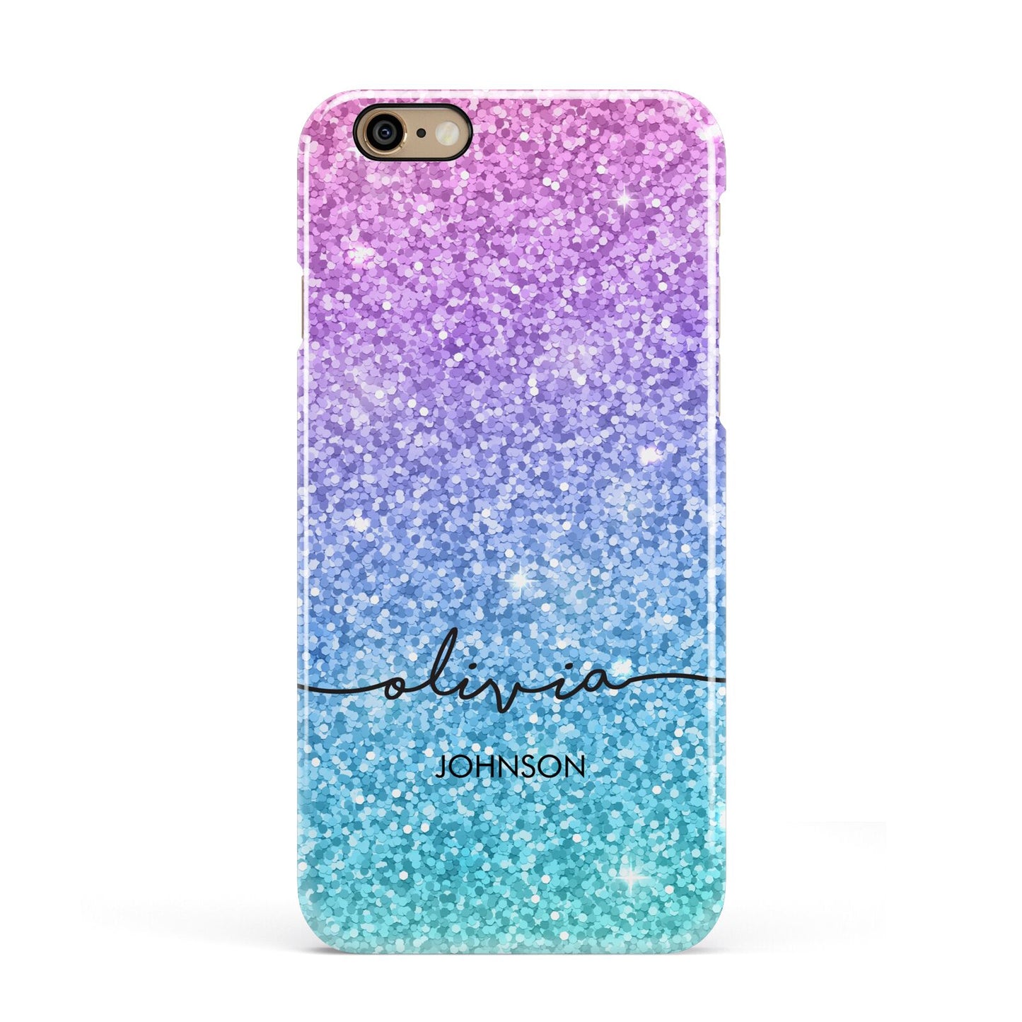 Personalised Ombre Glitter with Names Apple iPhone 6 3D Snap Case