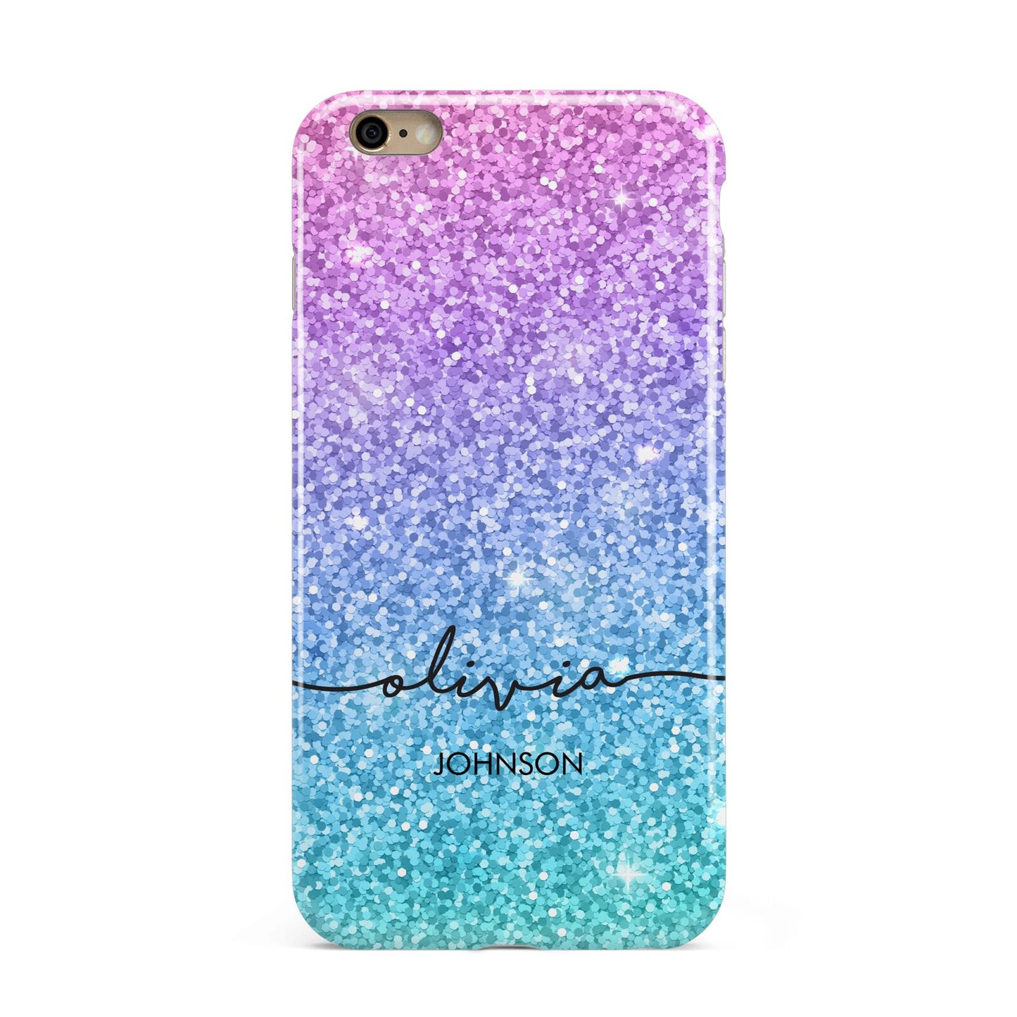 Personalised Ombre Glitter with Names Apple iPhone 6 Plus 3D Tough Case