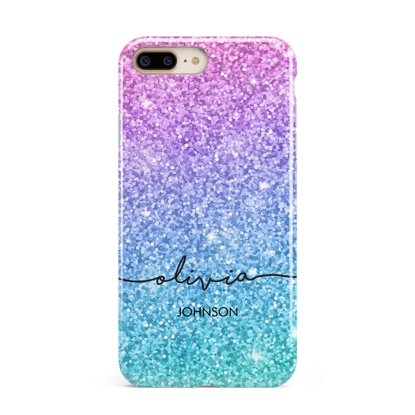 Personalised Ombre Glitter with Names Apple iPhone 7 8 Plus 3D Tough Case