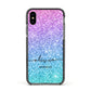 Personalised Ombre Glitter with Names Apple iPhone Xs Impact Case Black Edge on Black Phone