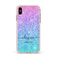 Personalised Ombre Glitter with Names Apple iPhone Xs Max Impact Case Pink Edge on Gold Phone