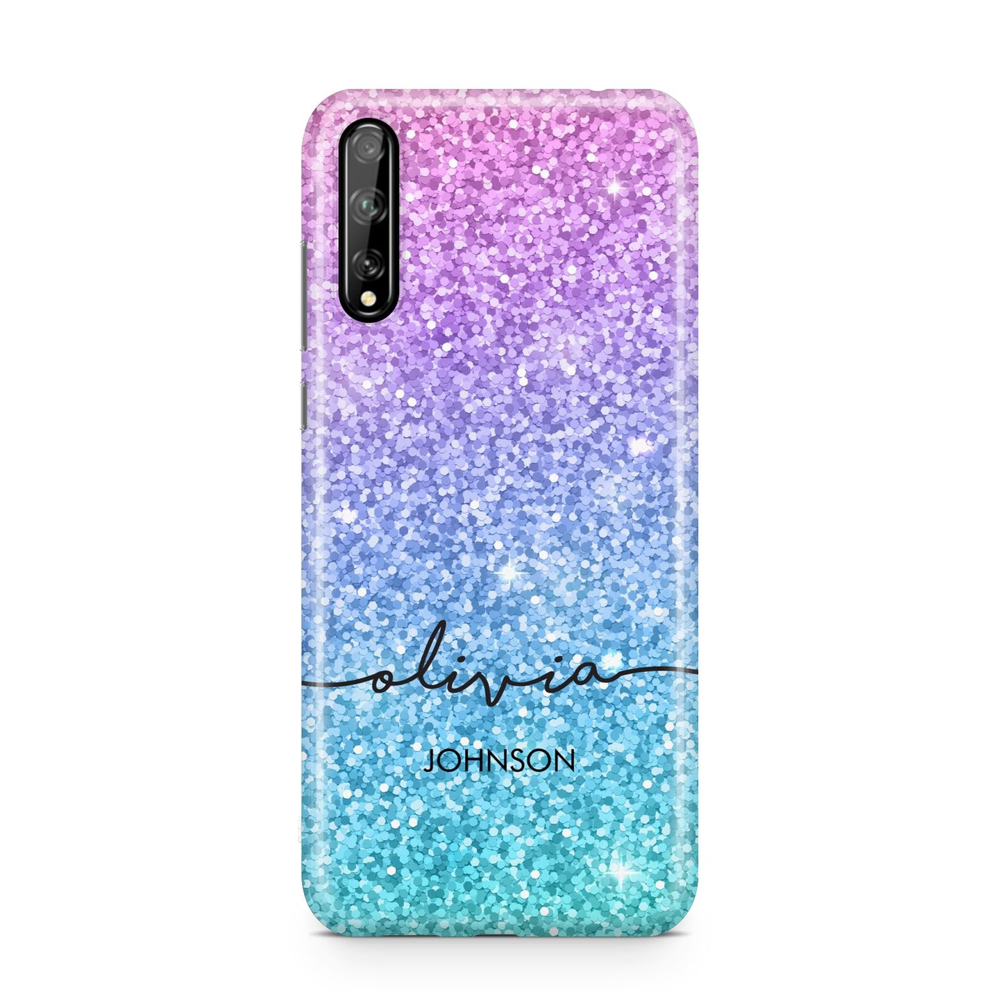Personalised Ombre Glitter with Names Huawei Enjoy 10s Phone Case