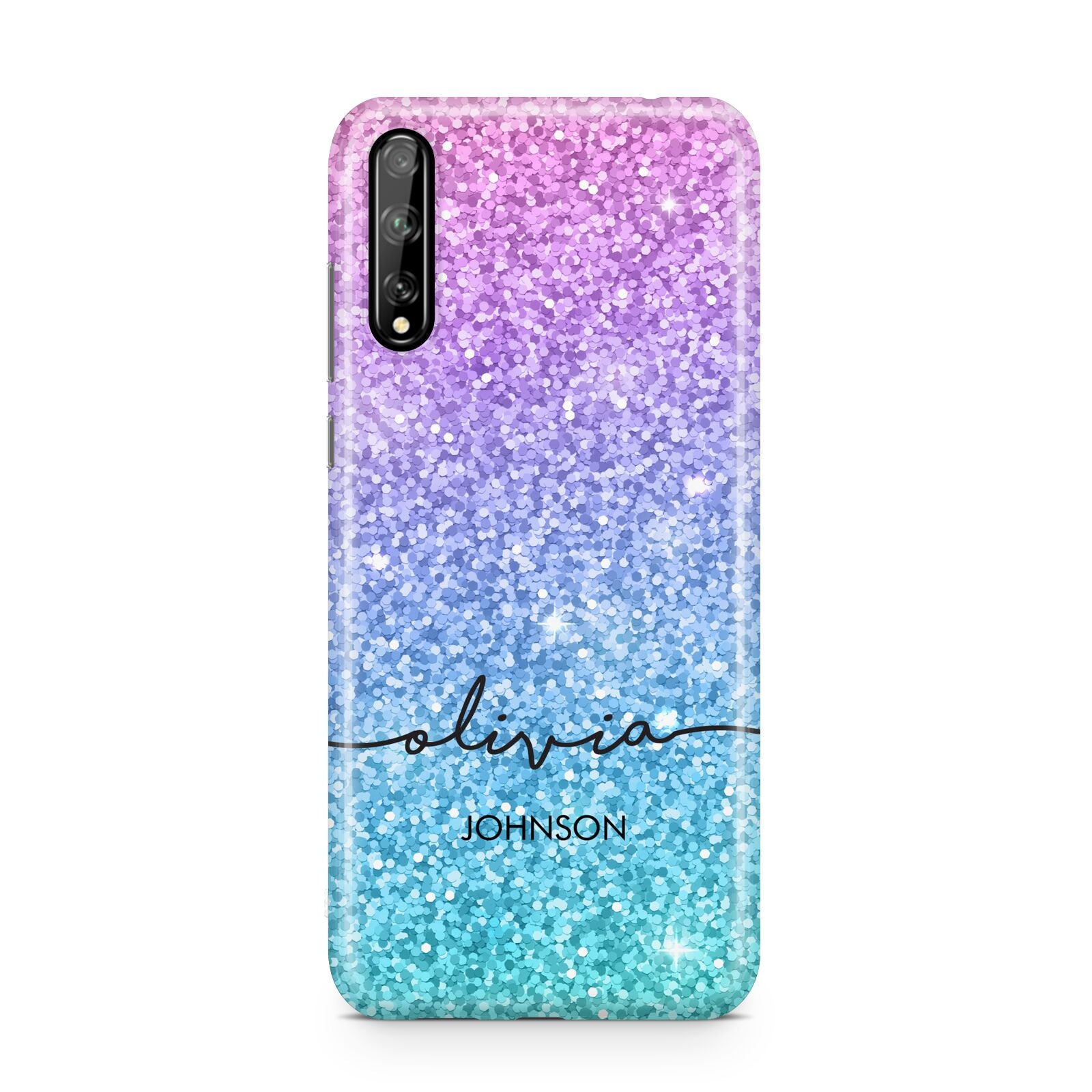 Personalised Ombre Glitter with Names Huawei Enjoy 10s Phone Case