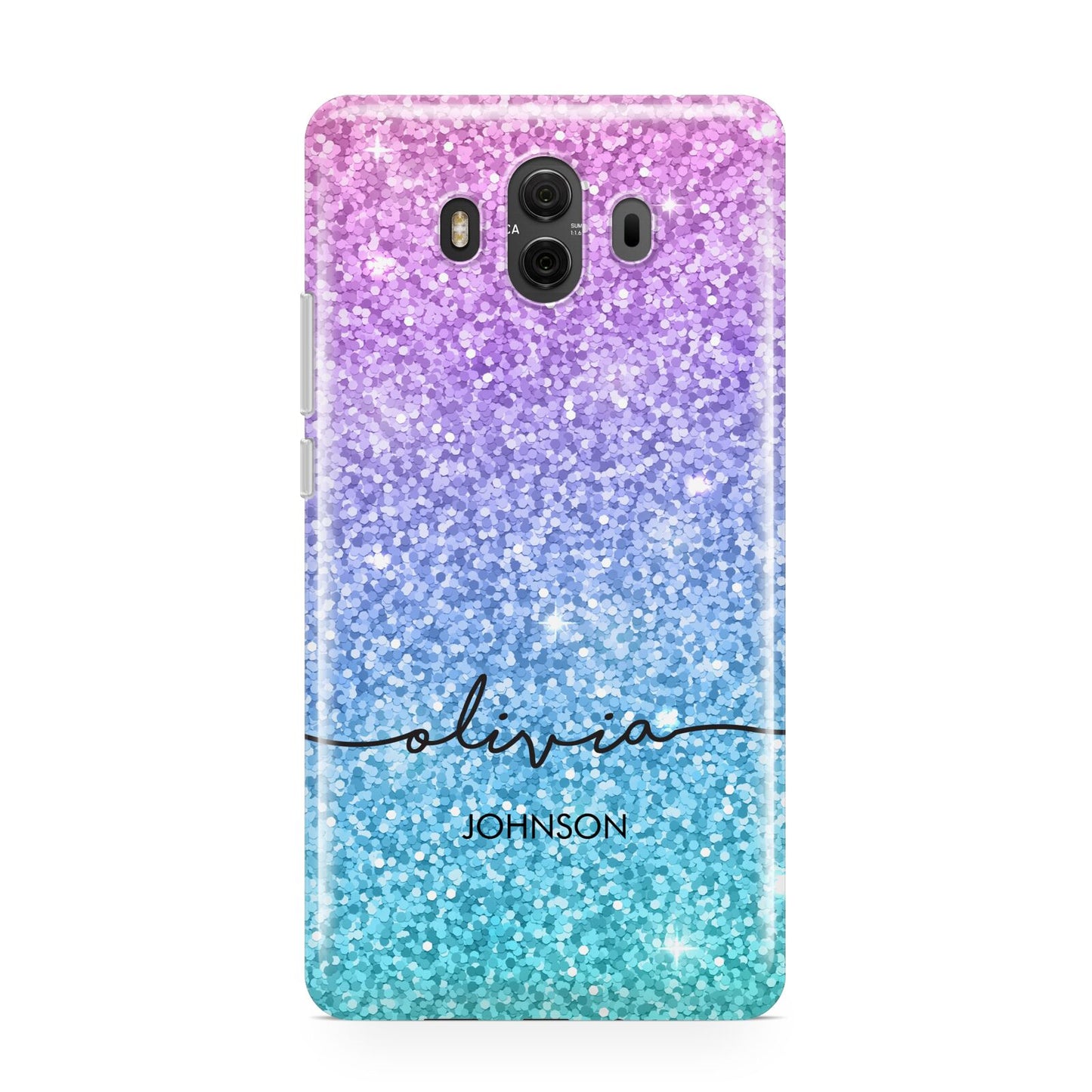 Personalised Ombre Glitter with Names Huawei Mate 10 Protective Phone Case