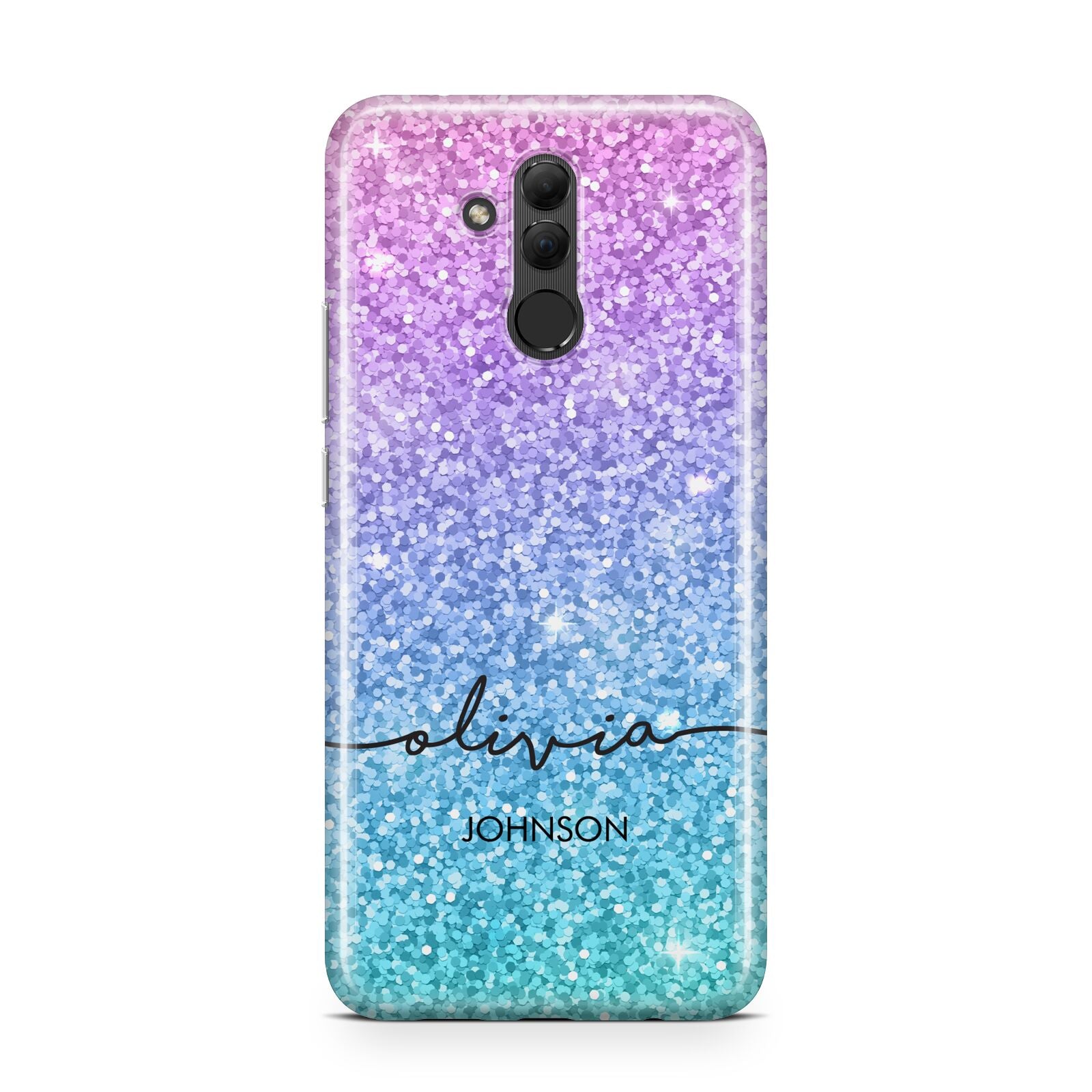 Personalised Ombre Glitter with Names Huawei Mate 20 Lite