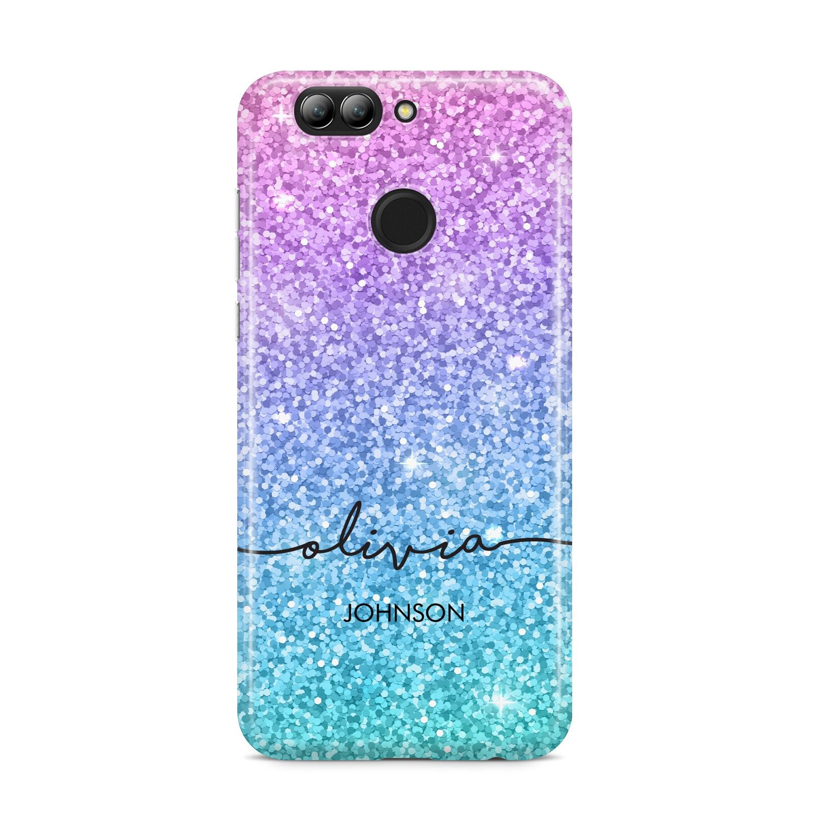 Personalised Ombre Glitter with Names Huawei Nova 2s Phone Case