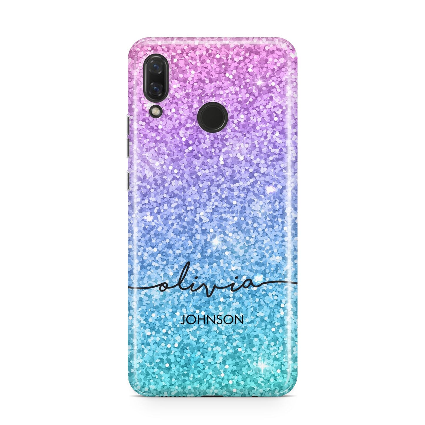 Personalised Ombre Glitter with Names Huawei Nova 3 Phone Case