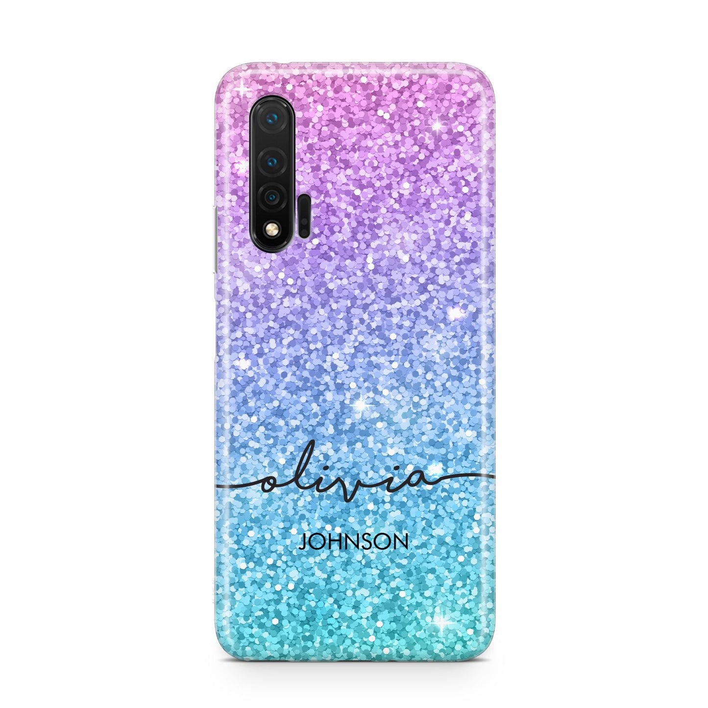 Personalised Ombre Glitter with Names Huawei Nova 6 Phone Case