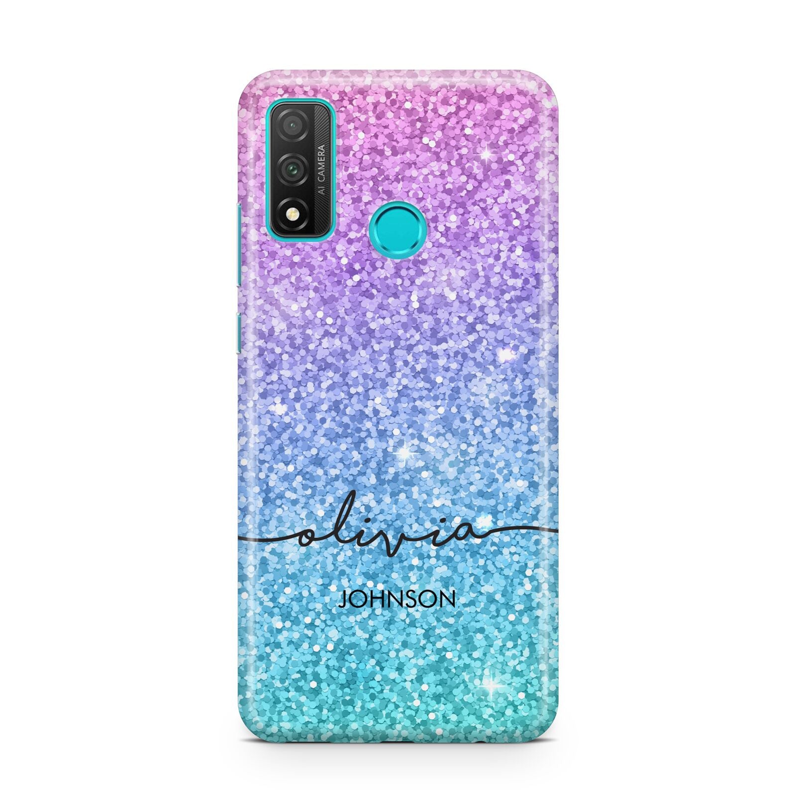 Personalised Ombre Glitter with Names Huawei P Smart 2020