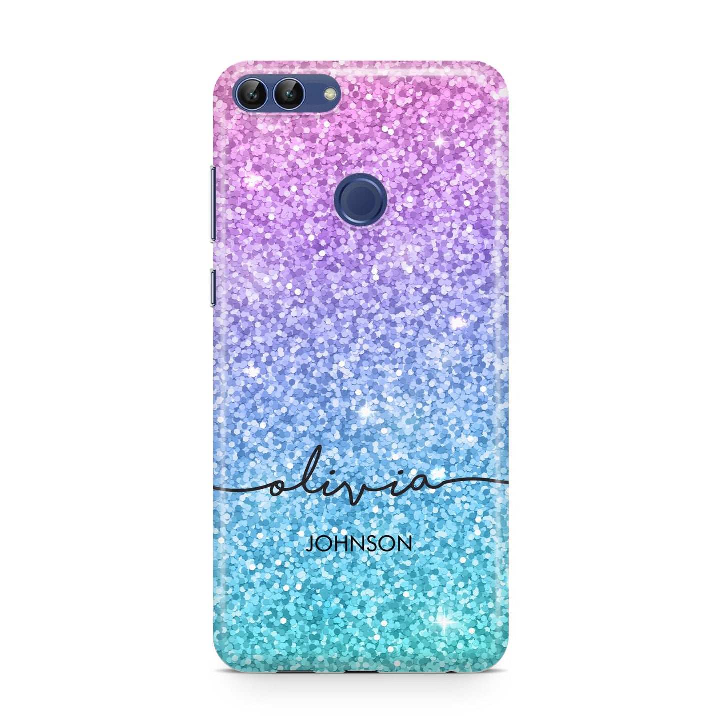 Personalised Ombre Glitter with Names Huawei P Smart Case