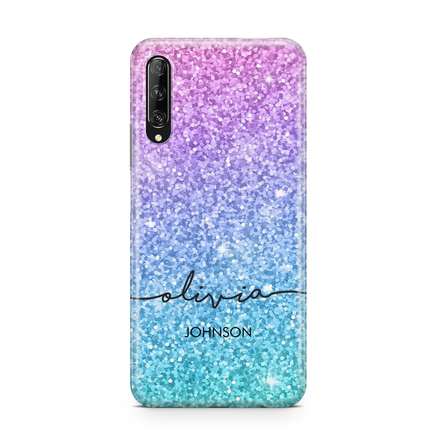 Personalised Ombre Glitter with Names Huawei P Smart Pro 2019