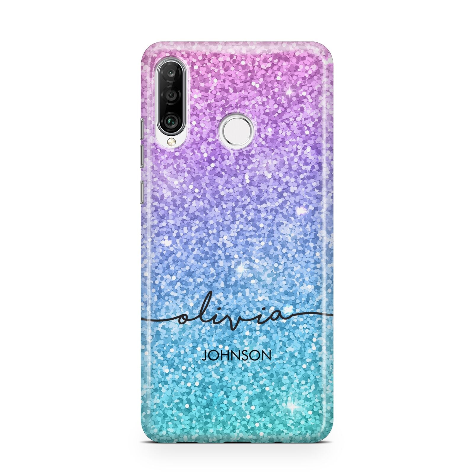 Personalised Ombre Glitter with Names Huawei P30 Lite Phone Case