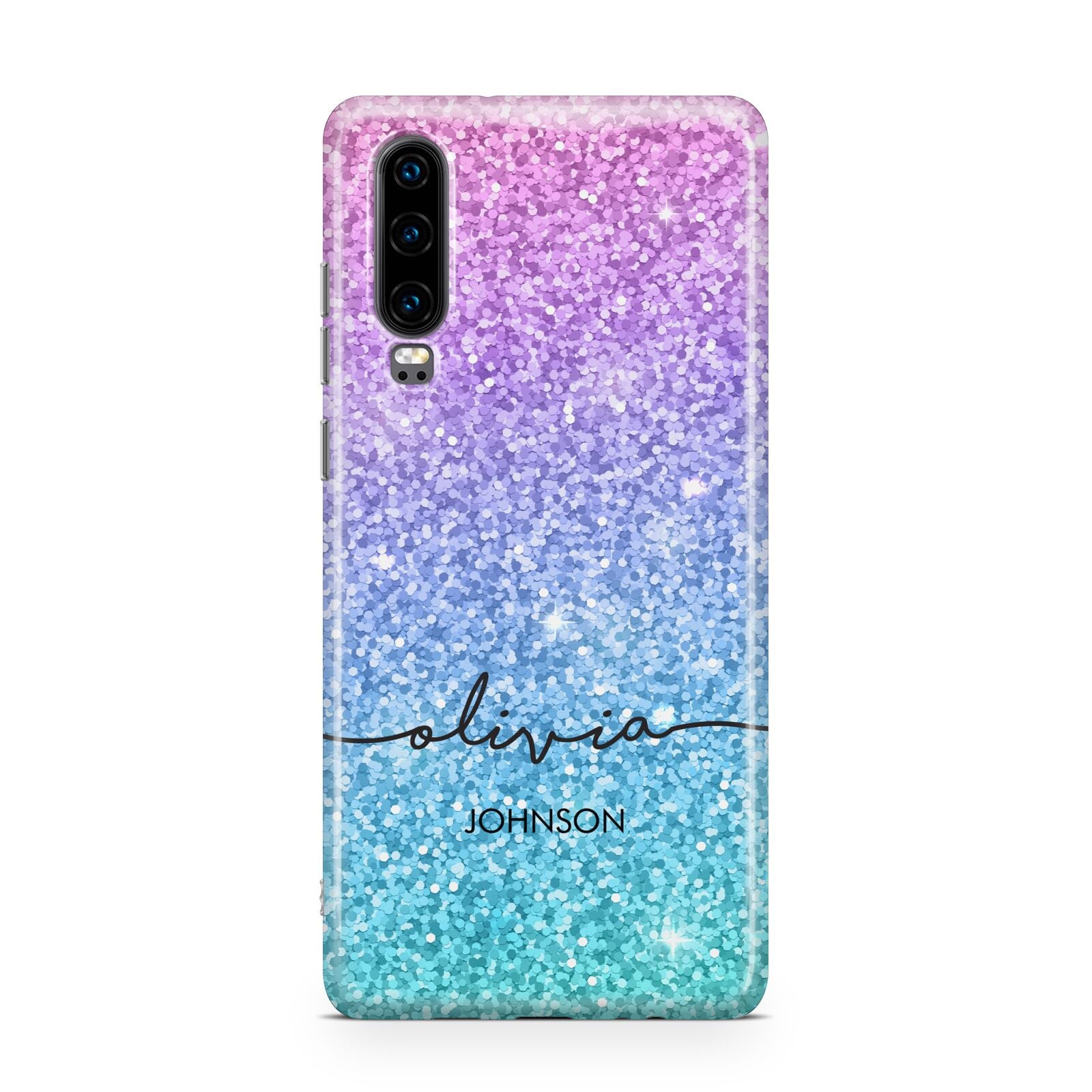 Personalised Ombre Glitter with Names Huawei P30 Phone Case