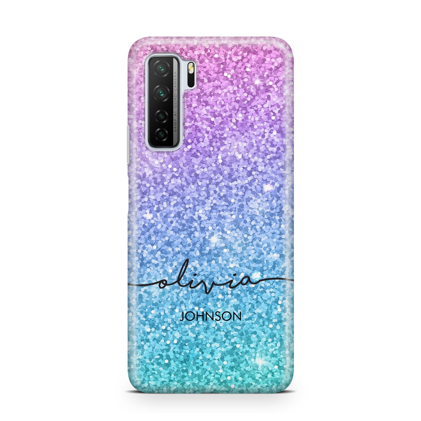 Personalised Ombre Glitter with Names Huawei P40 Lite 5G Phone Case