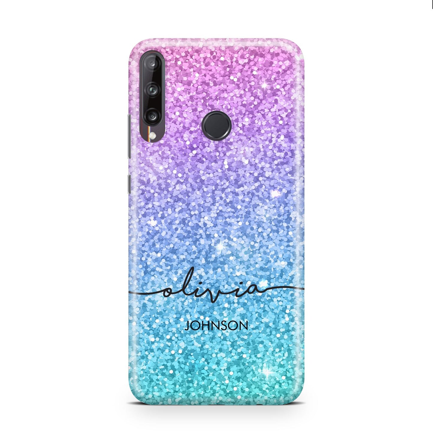 Personalised Ombre Glitter with Names Huawei P40 Lite E Phone Case