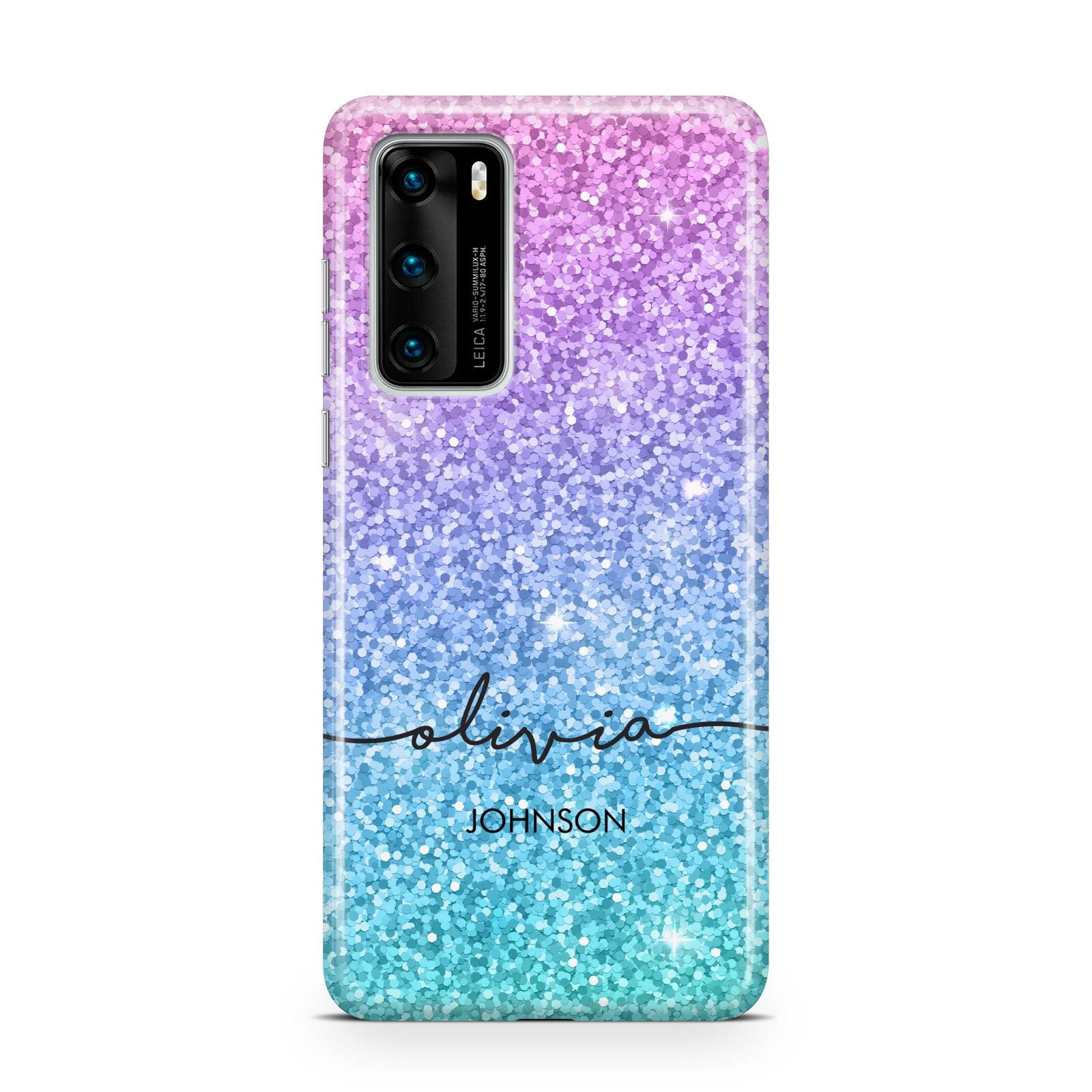 Personalised Ombre Glitter with Names Huawei P40 Phone Case