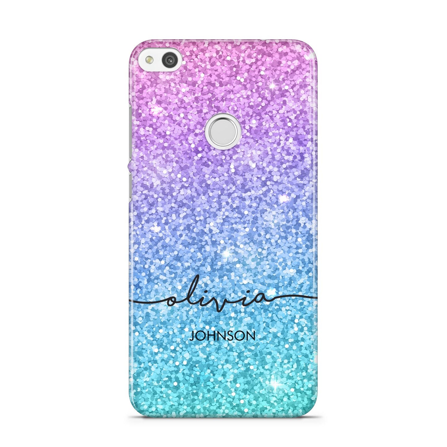 Personalised Ombre Glitter with Names Huawei P8 Lite Case