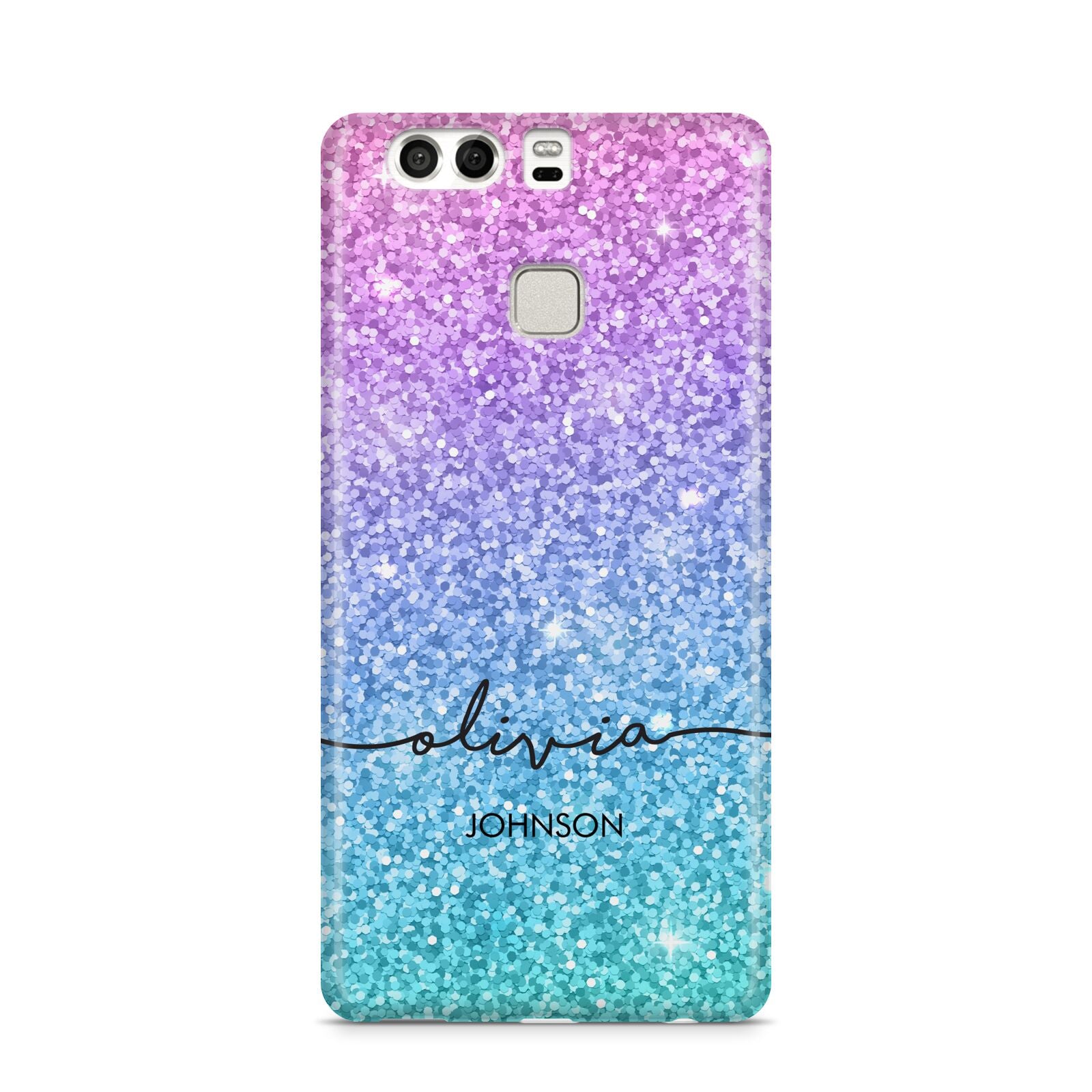 Personalised Ombre Glitter with Names Huawei P9 Case