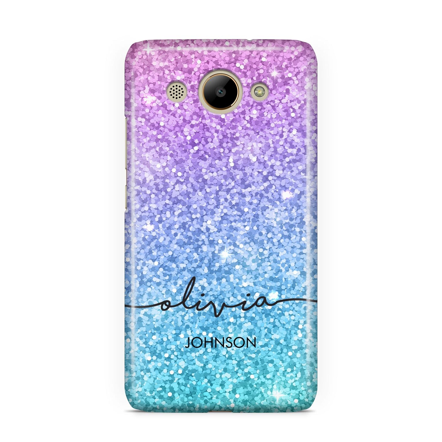Personalised Ombre Glitter with Names Huawei Y3 2017