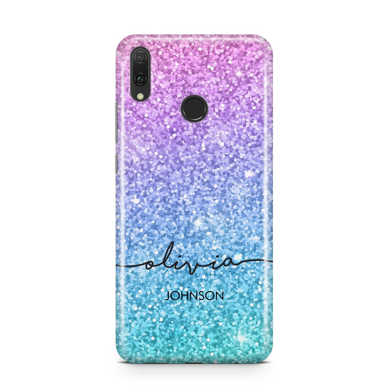 Personalised Ombre Glitter with Names Huawei Y9 2019