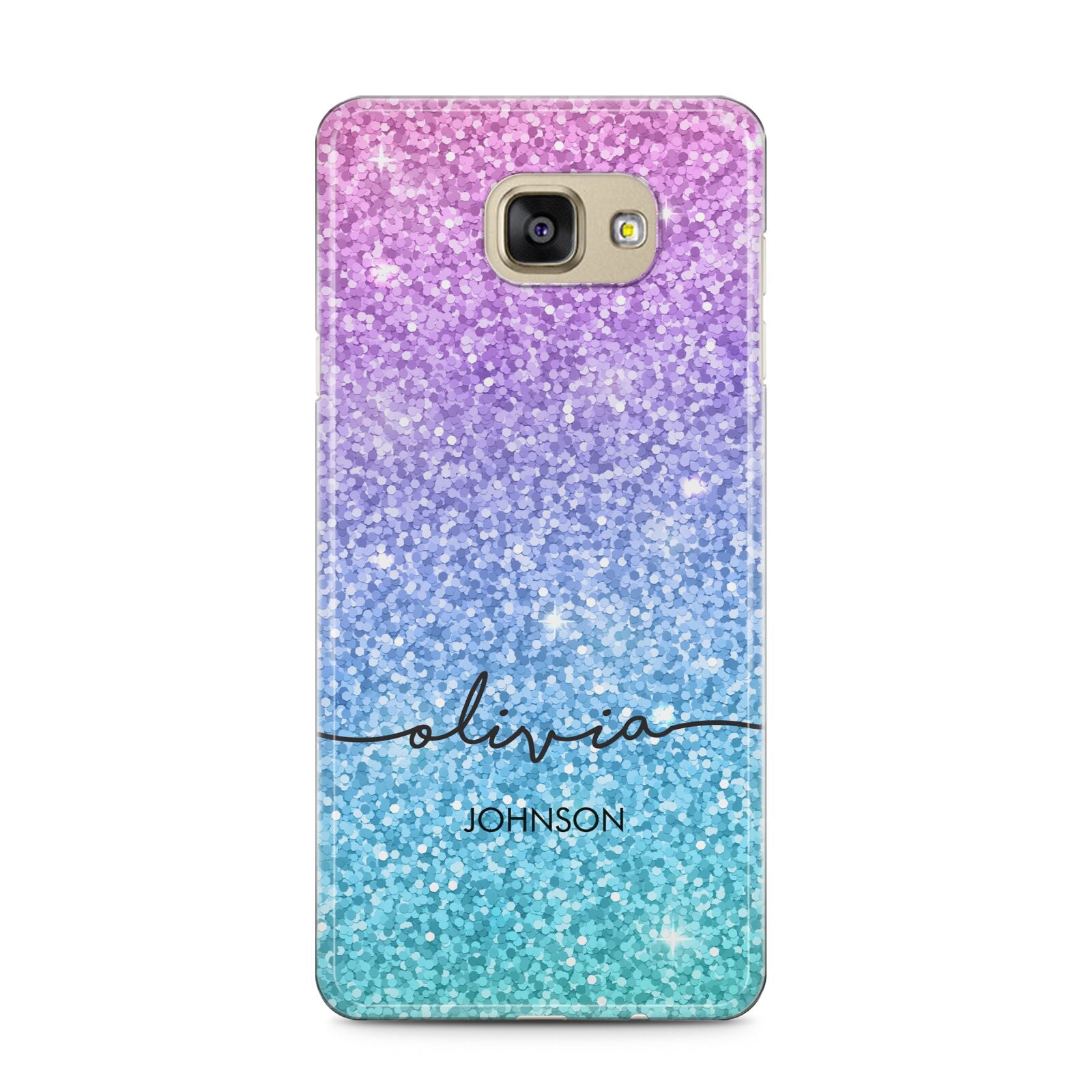 Personalised Ombre Glitter with Names Samsung Galaxy A5 2016 Case on gold phone