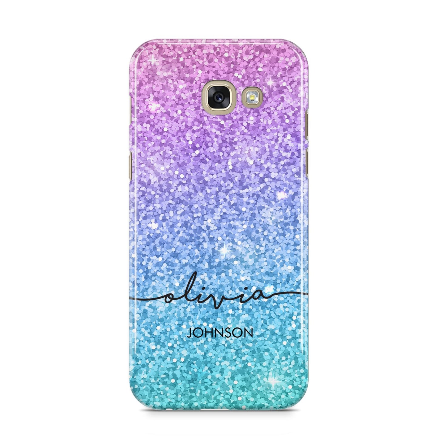 Personalised Ombre Glitter with Names Samsung Galaxy A5 2017 Case on gold phone