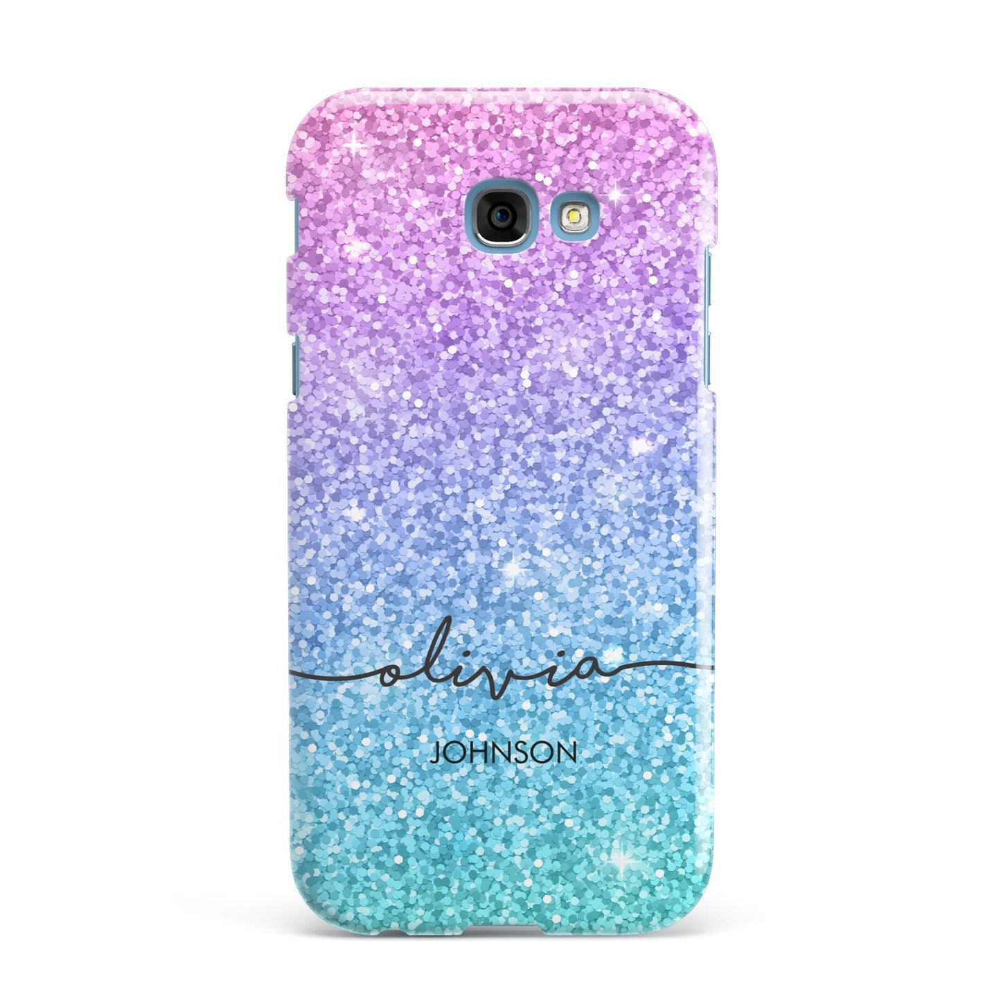 Personalised Ombre Glitter with Names Samsung Galaxy A7 2017 Case