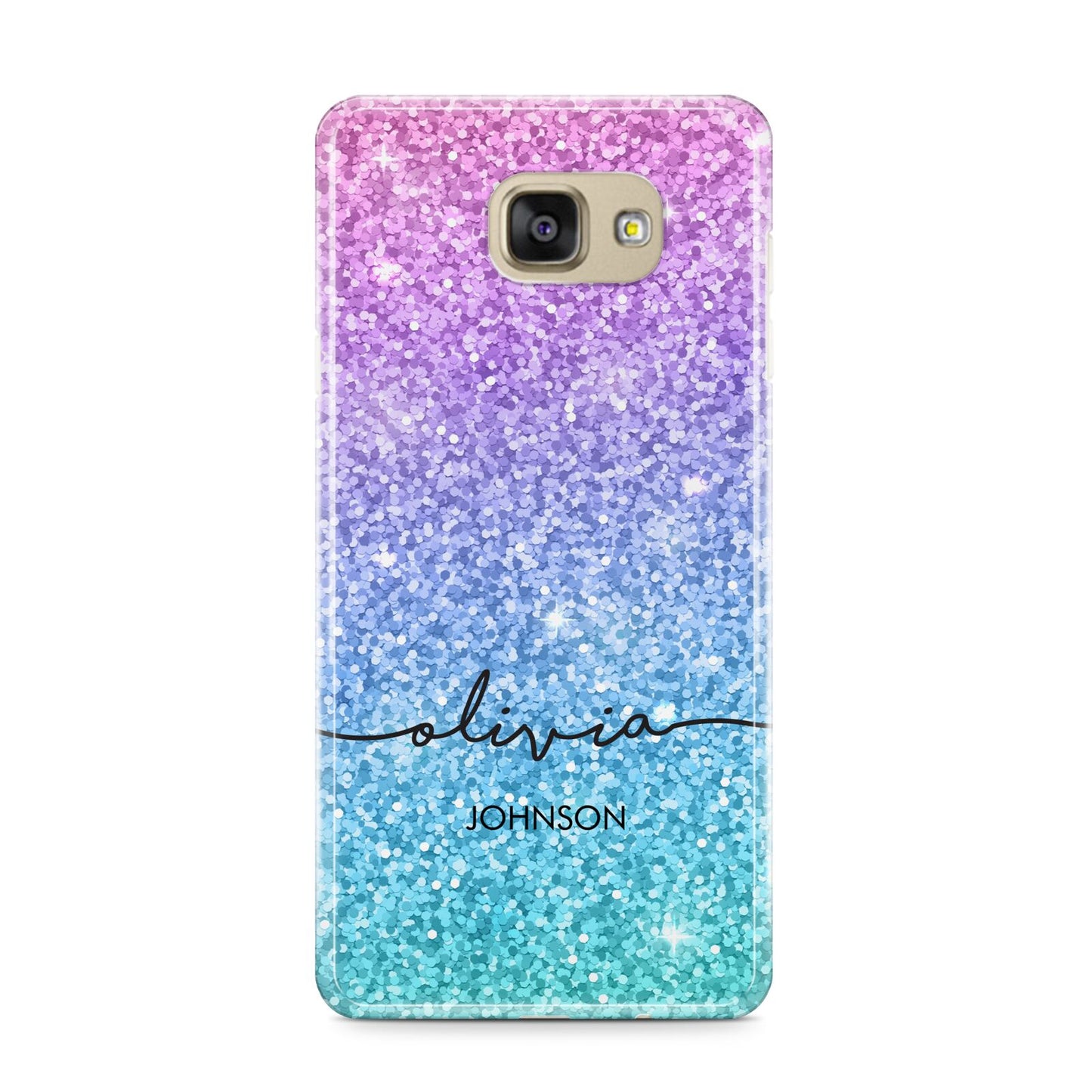 Personalised Ombre Glitter with Names Samsung Galaxy A9 2016 Case on gold phone