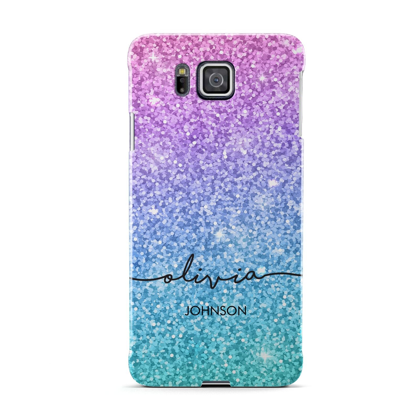 Personalised Ombre Glitter with Names Samsung Galaxy Alpha Case