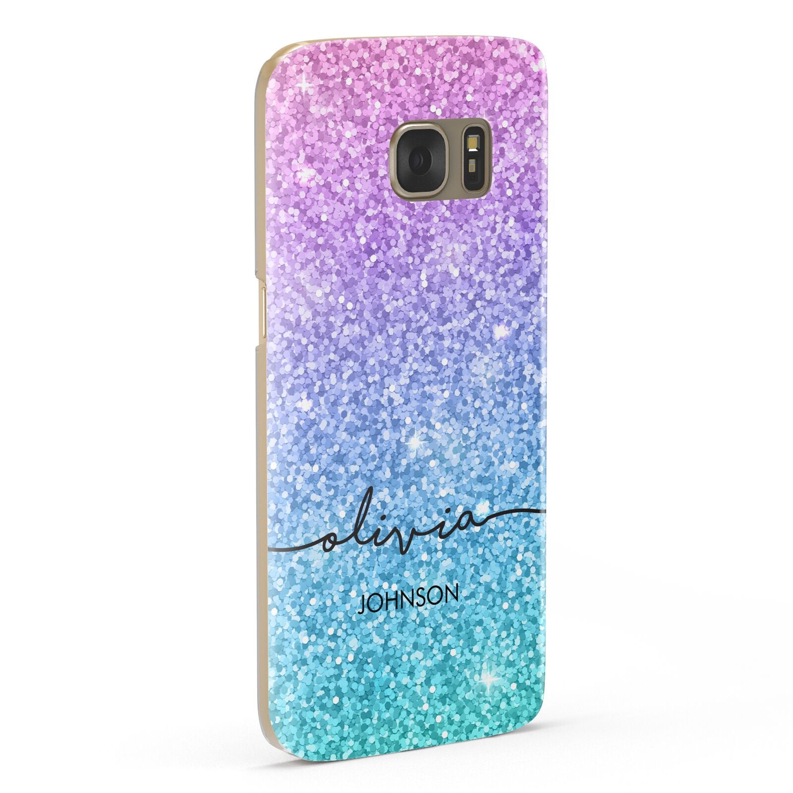 Personalised Ombre Glitter with Names Samsung Galaxy Case Fourty Five Degrees