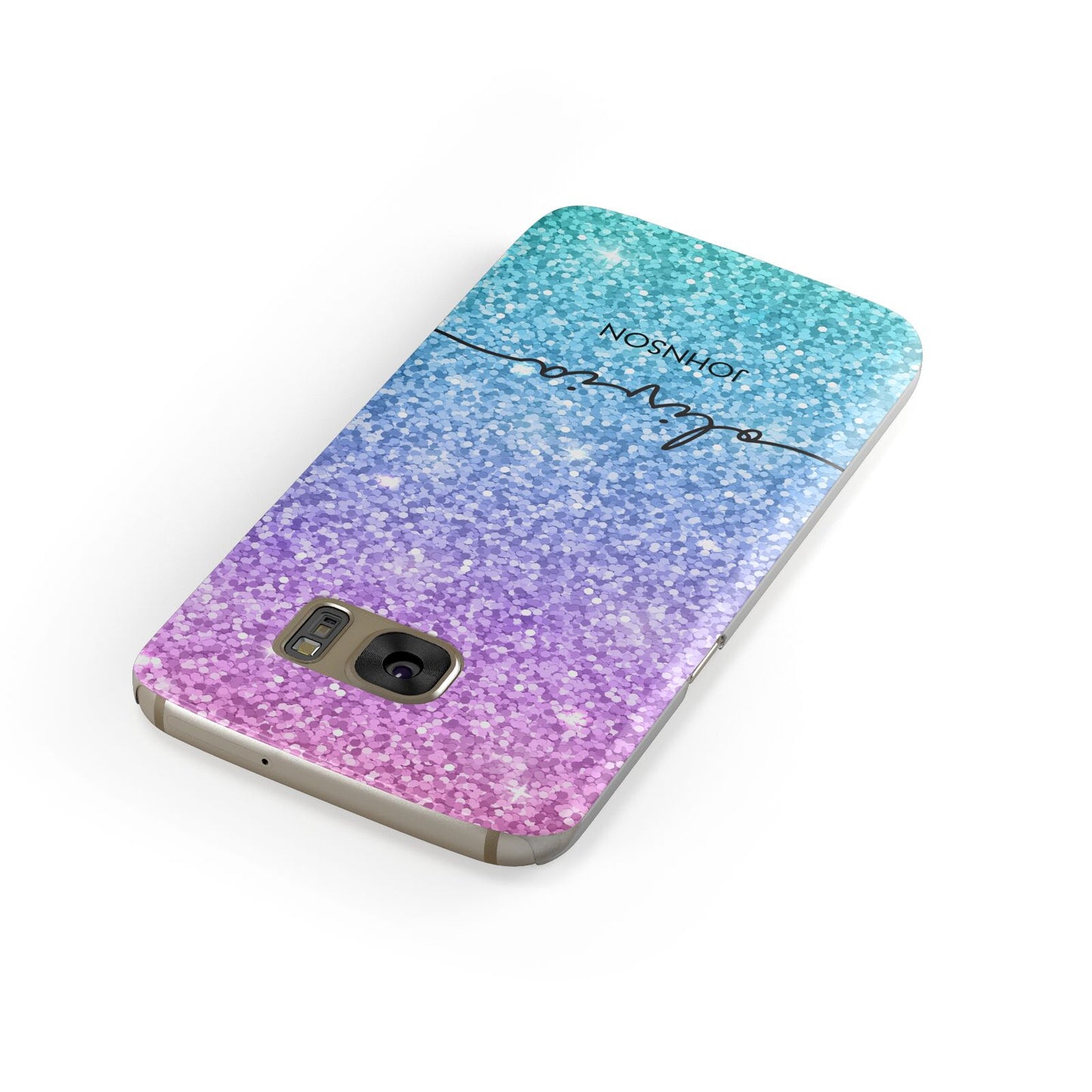 Personalised Ombre Glitter with Names Samsung Galaxy Case Front Close Up