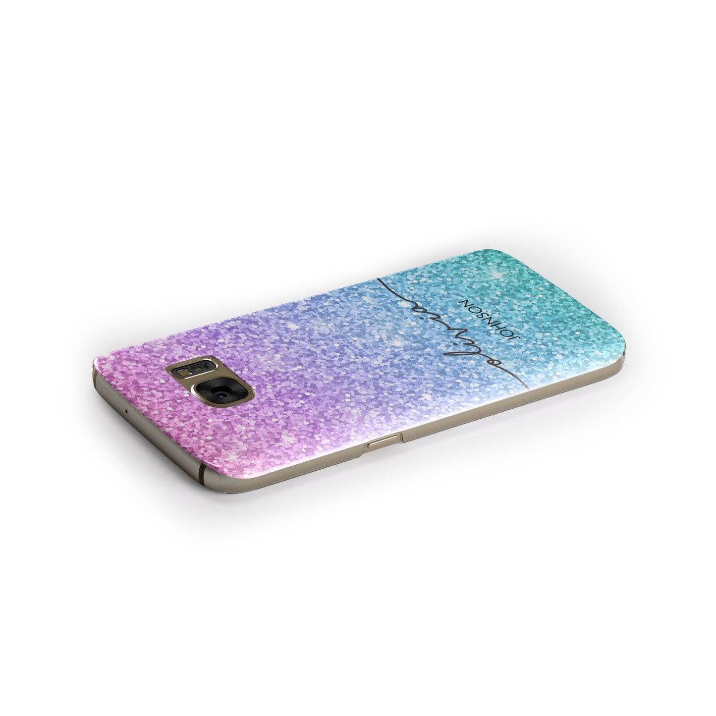 Personalised Ombre Glitter with Names Samsung Galaxy Case Side Close Up