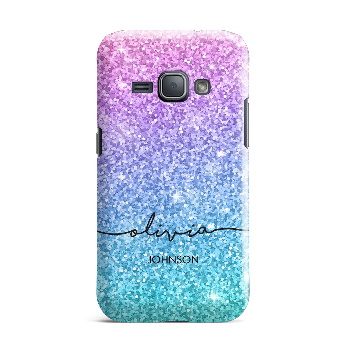 Personalised Ombre Glitter with Names Samsung Galaxy J1 2016 Case