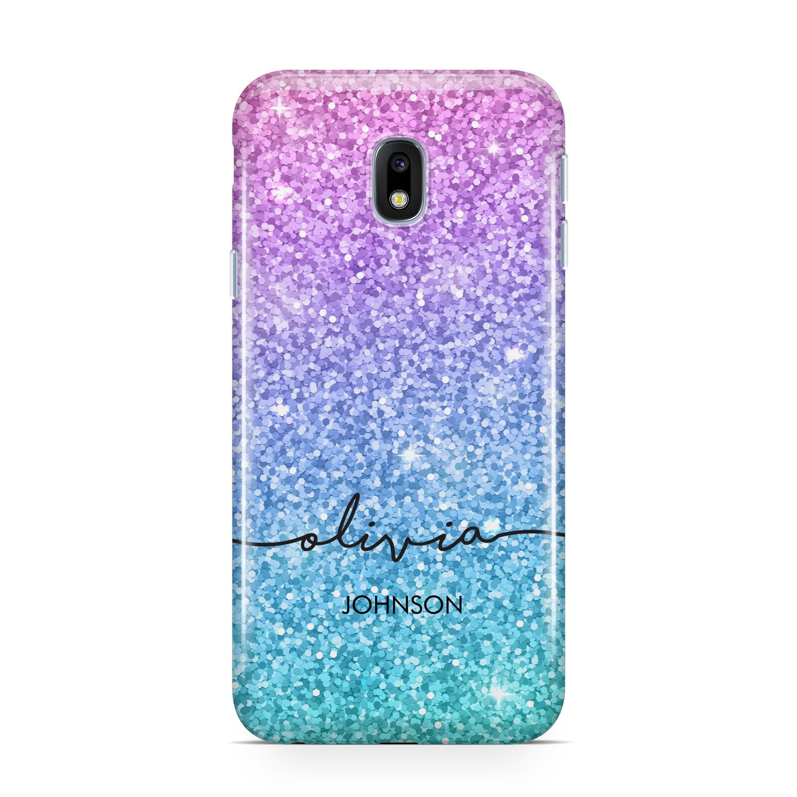 Personalised Ombre Glitter with Names Samsung Galaxy J3 2017 Case
