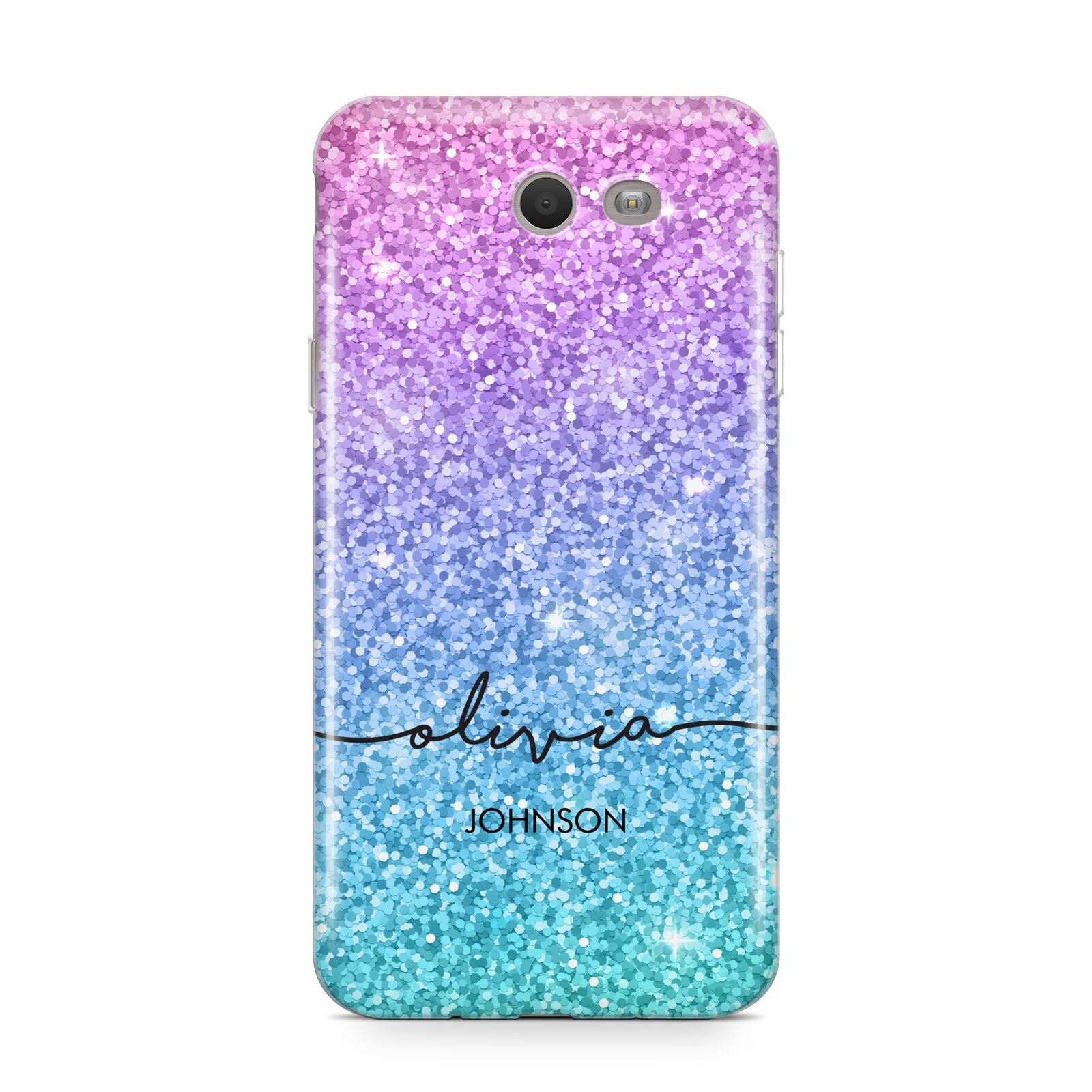 Personalised Ombre Glitter with Names Samsung Galaxy J7 2017 Case