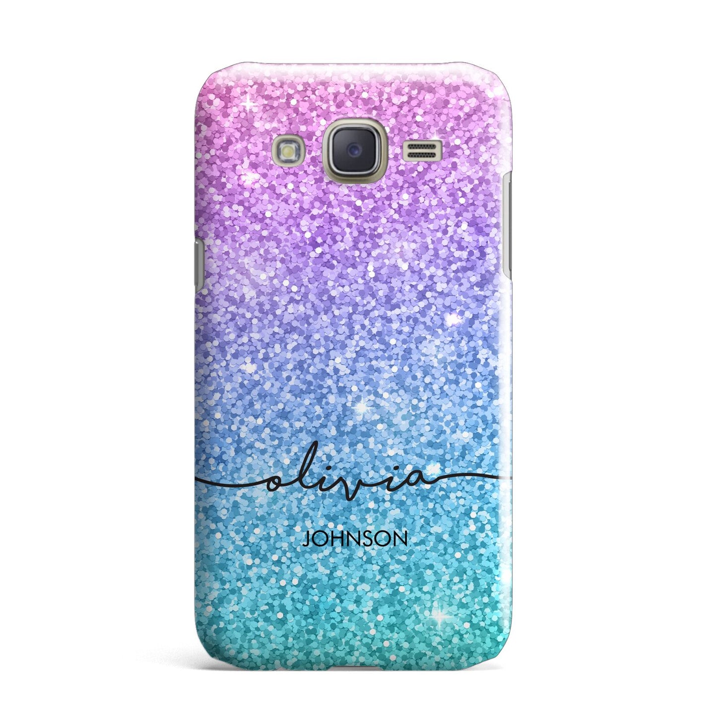 Personalised Ombre Glitter with Names Samsung Galaxy J7 Case