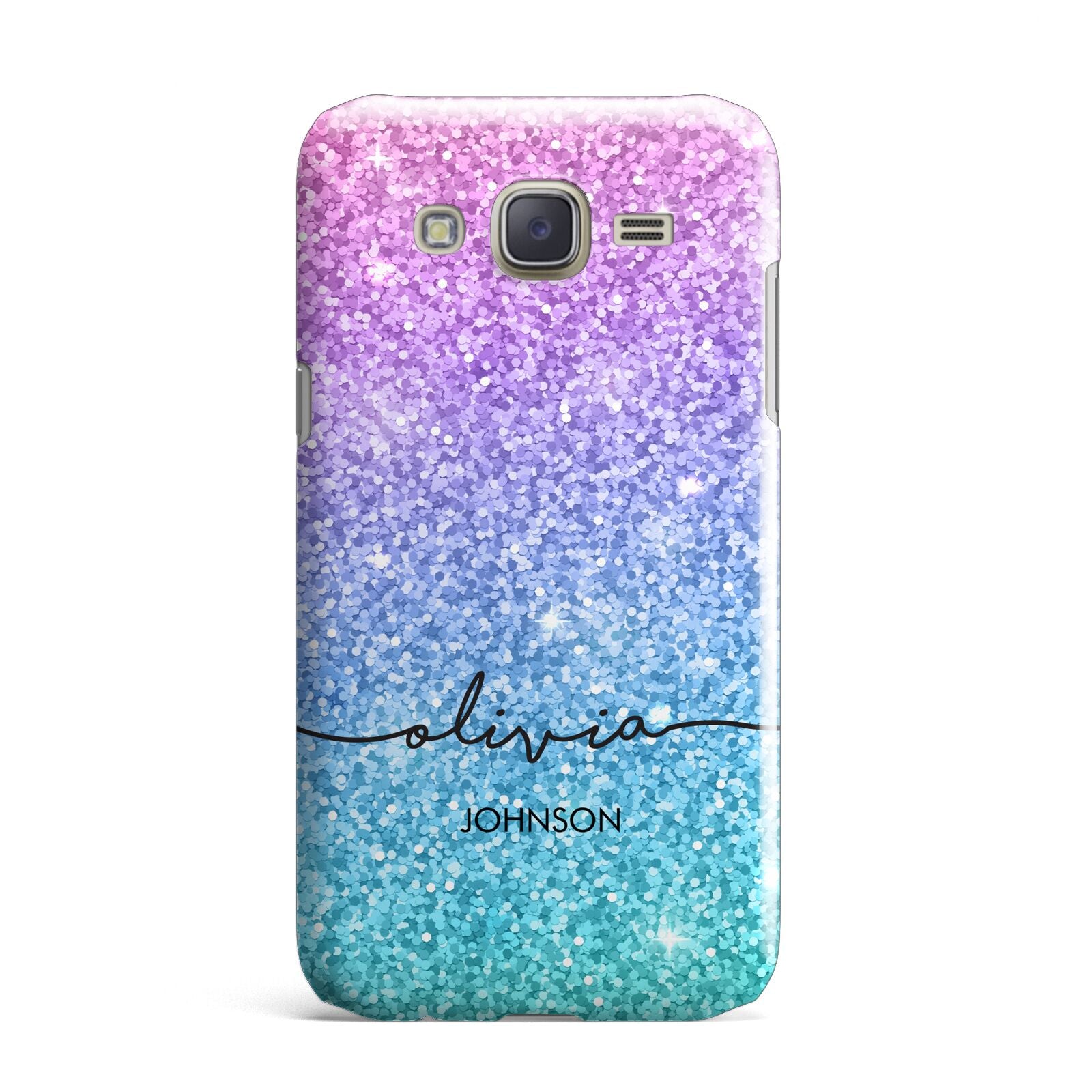 Personalised Ombre Glitter with Names Samsung Galaxy J7 Case