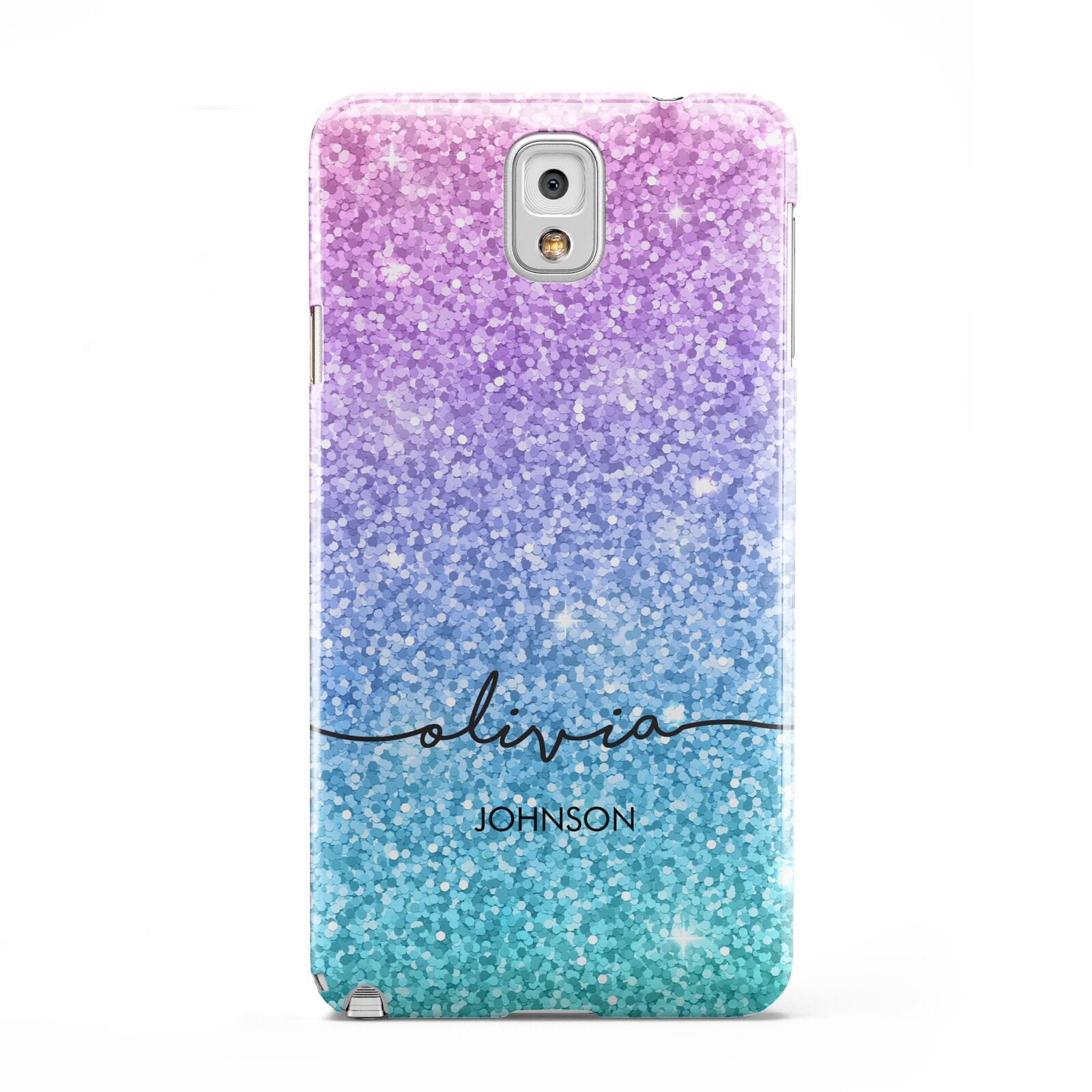 Personalised Ombre Glitter with Names Samsung Galaxy Note 3 Case