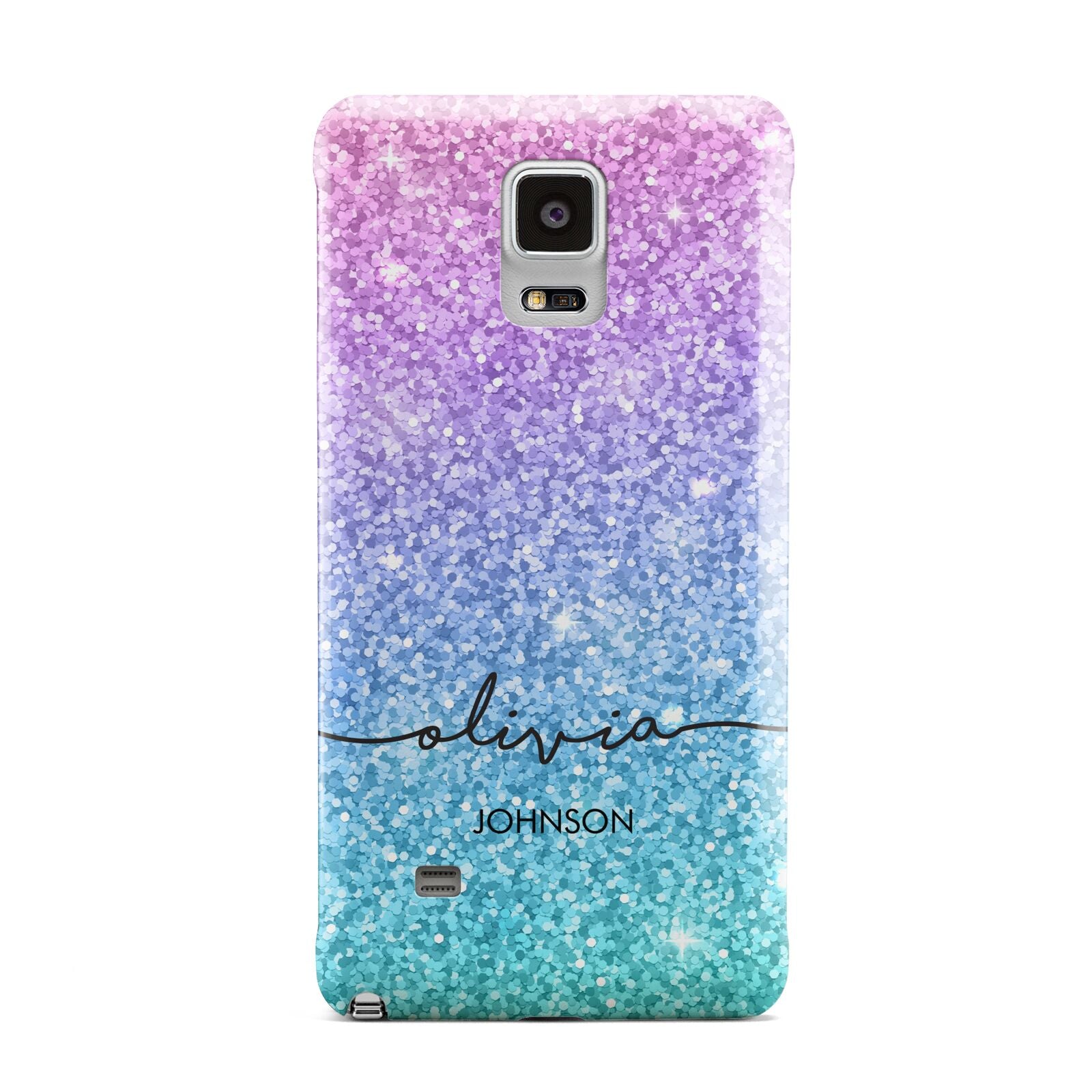 Personalised Ombre Glitter with Names Samsung Galaxy Note 4 Case