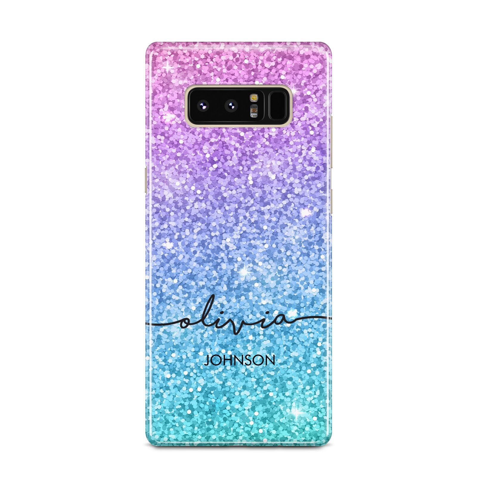 Personalised Ombre Glitter with Names Samsung Galaxy Note 8 Case