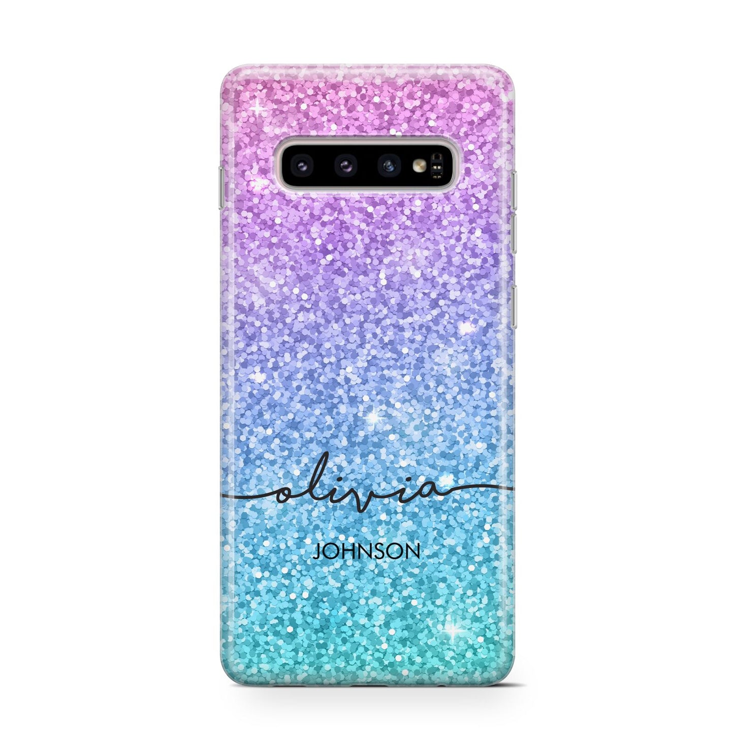 Personalised Ombre Glitter with Names Samsung Galaxy S10 Case