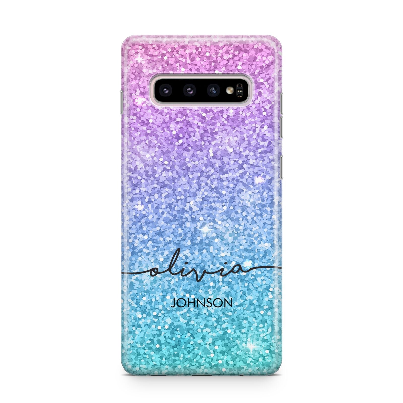 Personalised Ombre Glitter with Names Samsung Galaxy S10 Plus Case