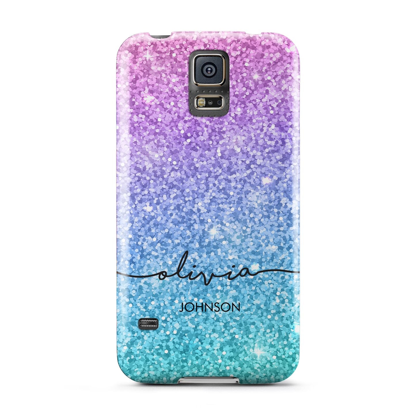 Personalised Ombre Glitter with Names Samsung Galaxy S5 Case