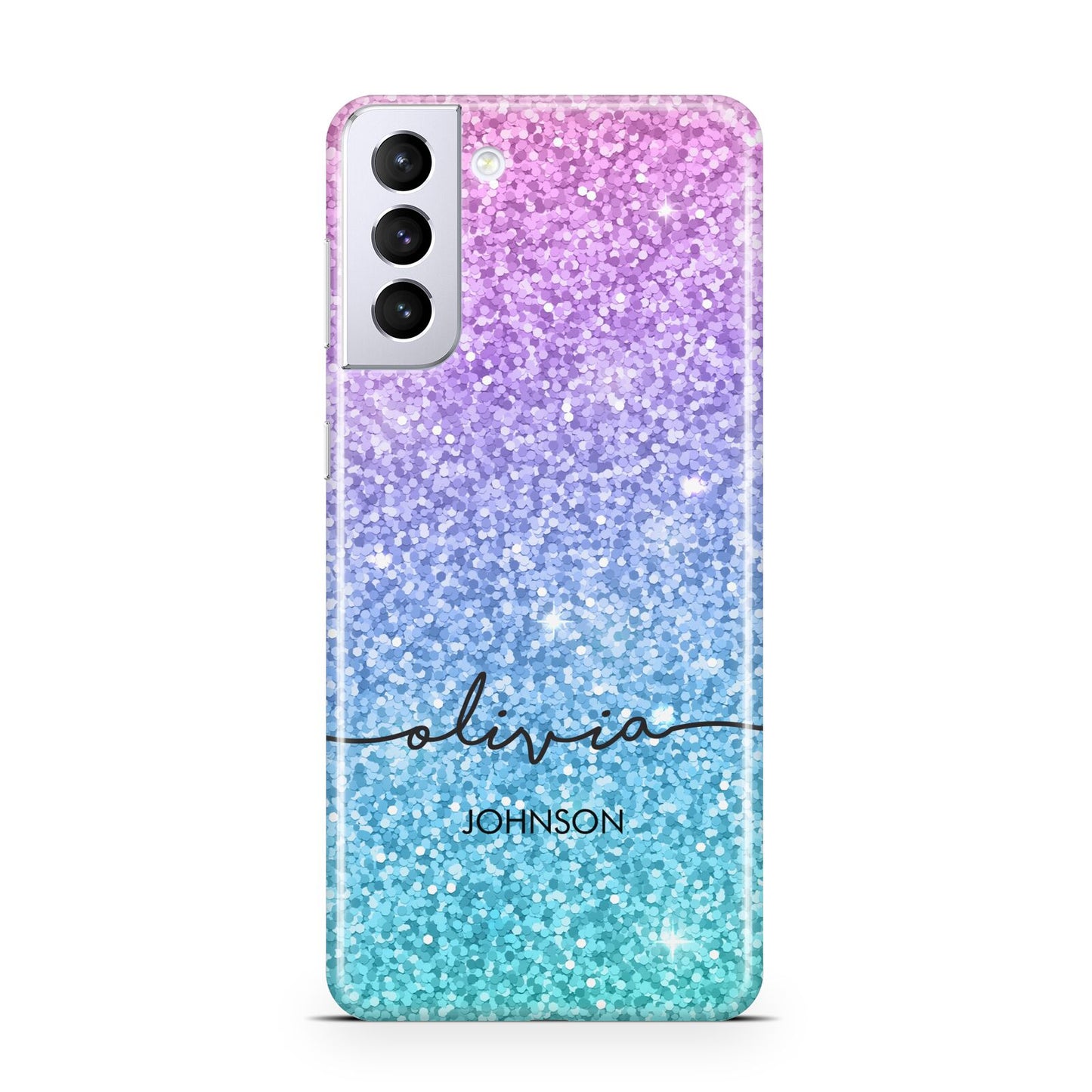 Personalised Ombre Glitter with Names Samsung S21 Plus Phone Case