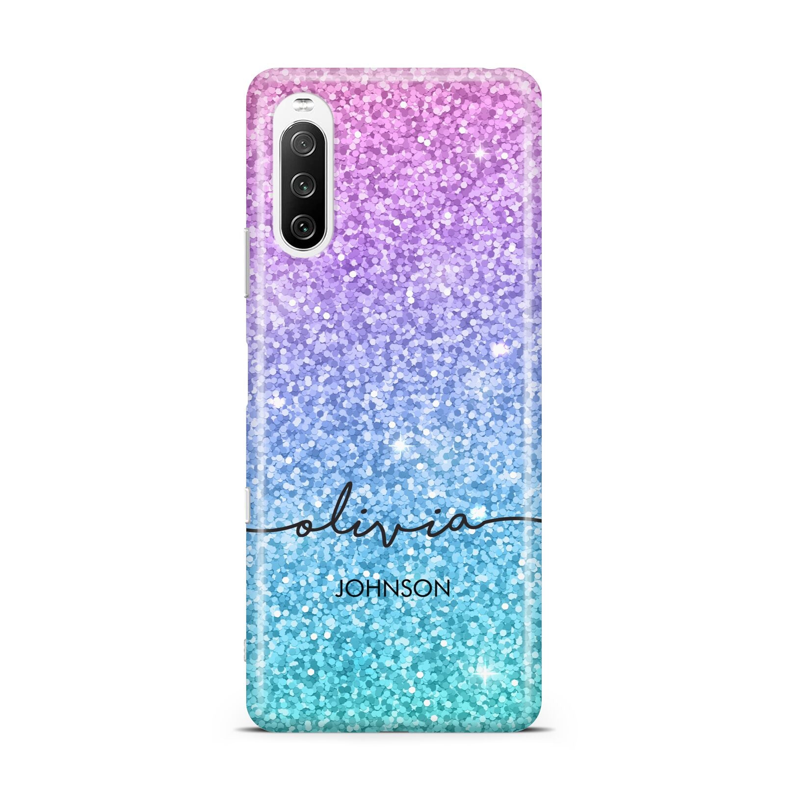 Personalised Ombre Glitter with Names Sony Xperia 10 III Case